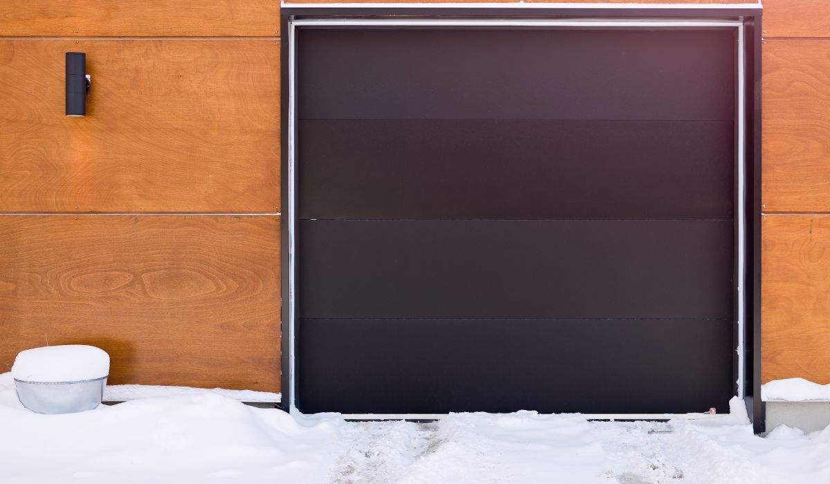 Frozen garage door stuck to ground during Edmonton winter